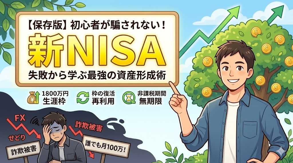 過去の失敗から学び、新NISAを活用して堅実に資産形成していく方法を解説したアイキャッチ画像