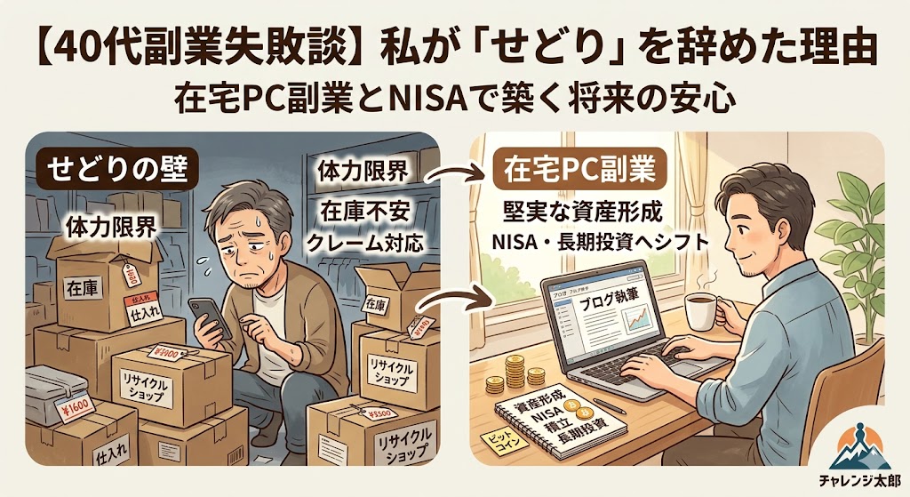せどりの失敗から在宅PC副業とNISAでの資産形成へシフトした40代のアイキャッチ画像